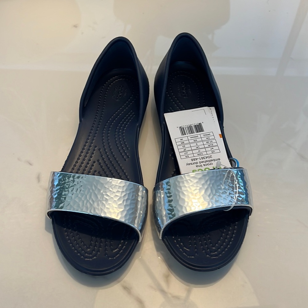 Crocs Lina Embellished Dorsay Silver